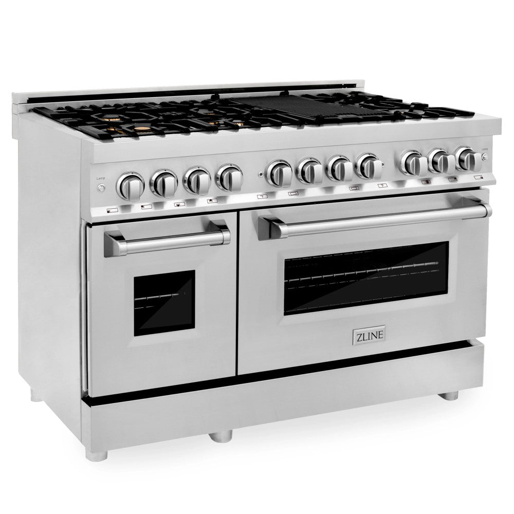 ZLINE 48" Professional Dual Fuel Range in Stainless Steel with Color Door Options (RA48)