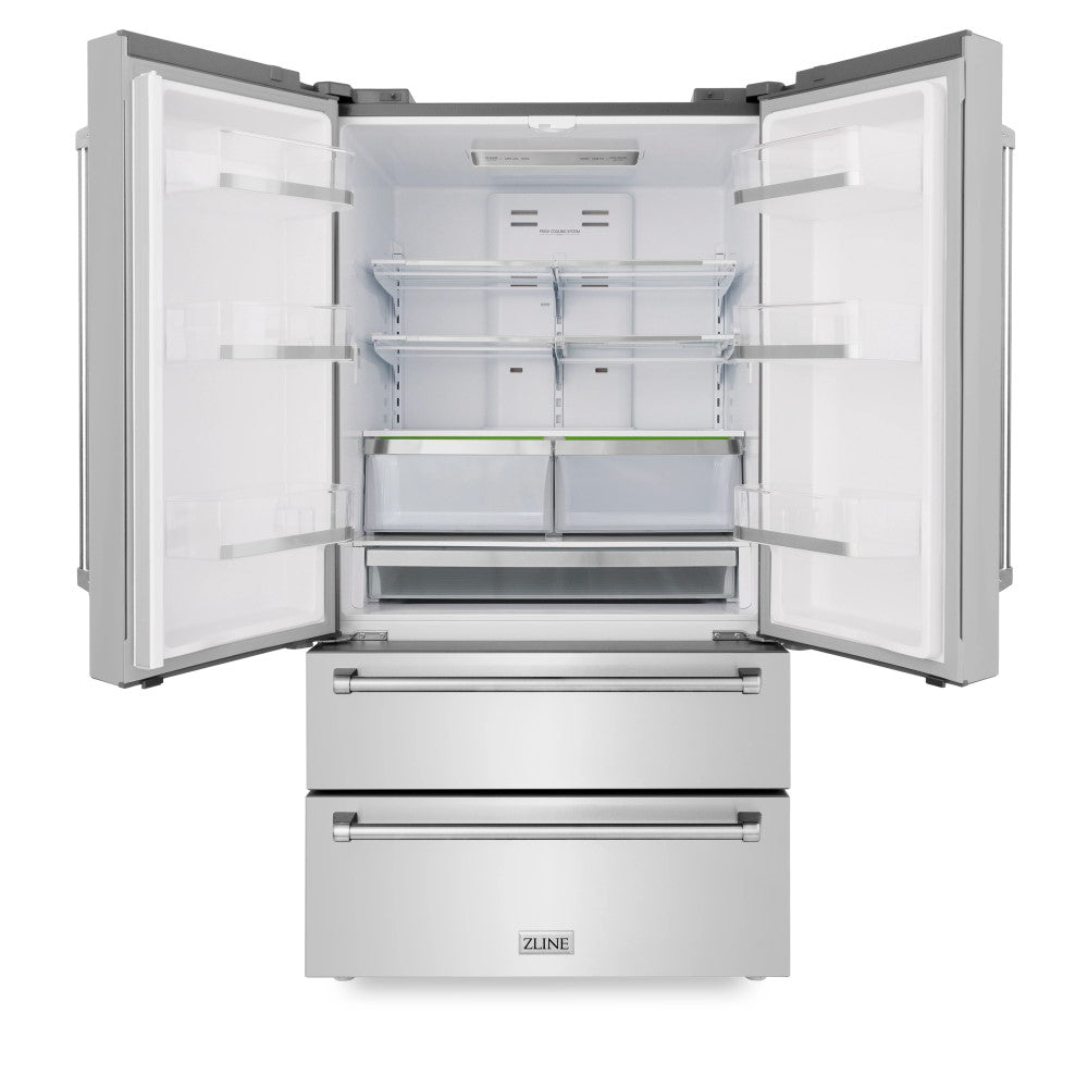 ZLINE 36" 22.5 cu. ft Freestanding French Door Refrigerator with Ice Maker in Fingerprint Resistant Stainless Steel (RFM-36)