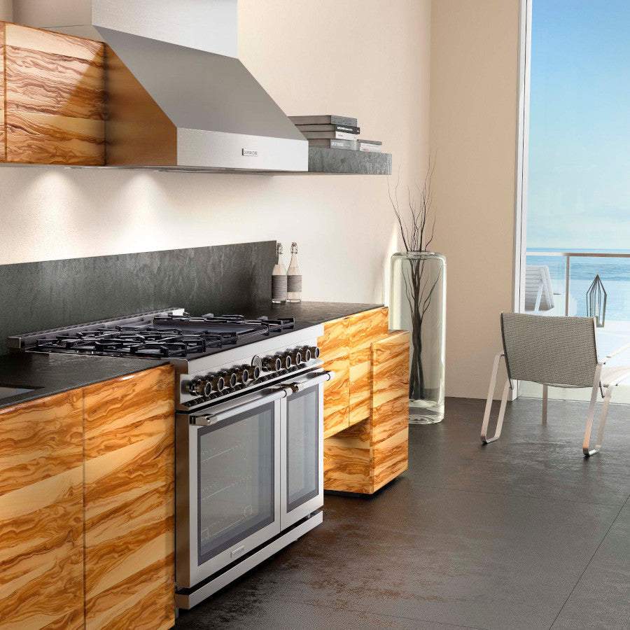 Superiore RN482GPS_S_ NEXT 48” Panorama Stainless Steel Range with 6 Burners, Griddle, and 2 Ovens
