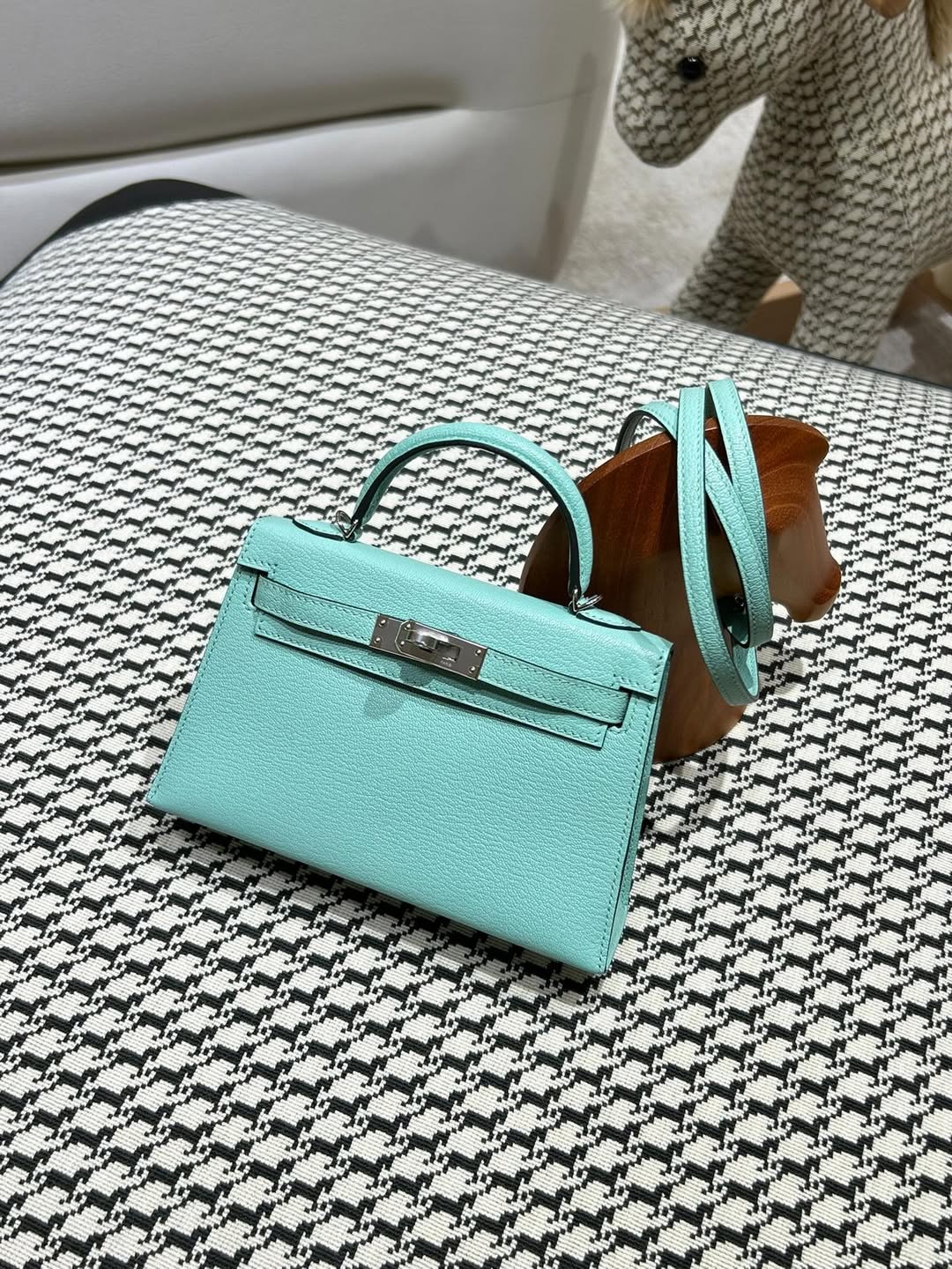 Hermes 2026 Mini Kelly Bag 20cm Light Turquoise Epsom Leather