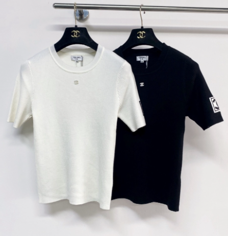 Chanel 2026 Short-Sleeve Shirt Black and White Wool 99210