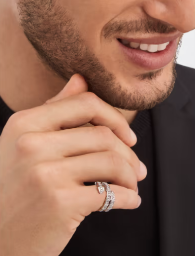 SERPENTI RING WHITE GOLD DIAMOND DOUBLE ROW