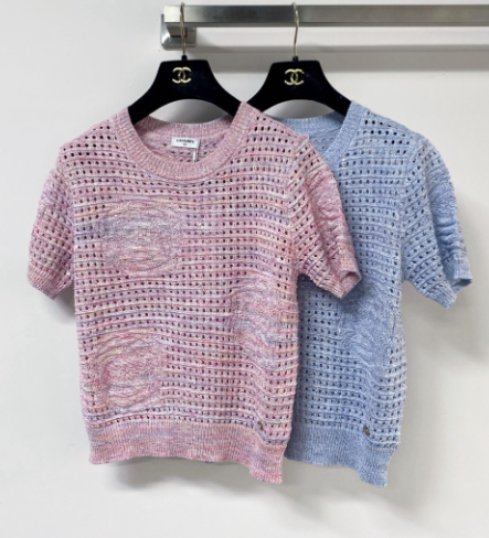 Chanel 2026 Hollow-Out Crew Neck Knit Short Sleeve Wool 178762