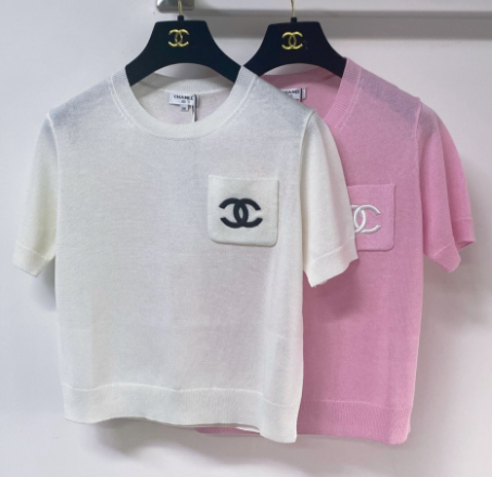 Chanel 2026 Short-sleeved Shirt White Pink Wool 268485