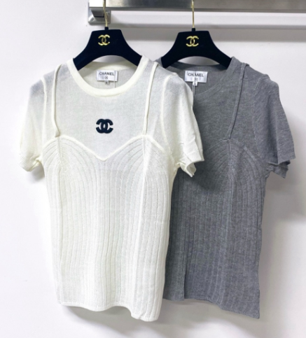 Chanel 2026 Shirt Grey White Tencel Wool 295254