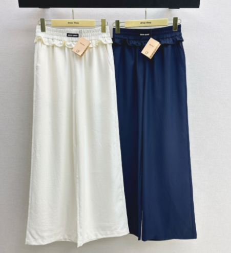 Miumiu 2026 Elastic Waist Straight Leg Pants Polyester 435240