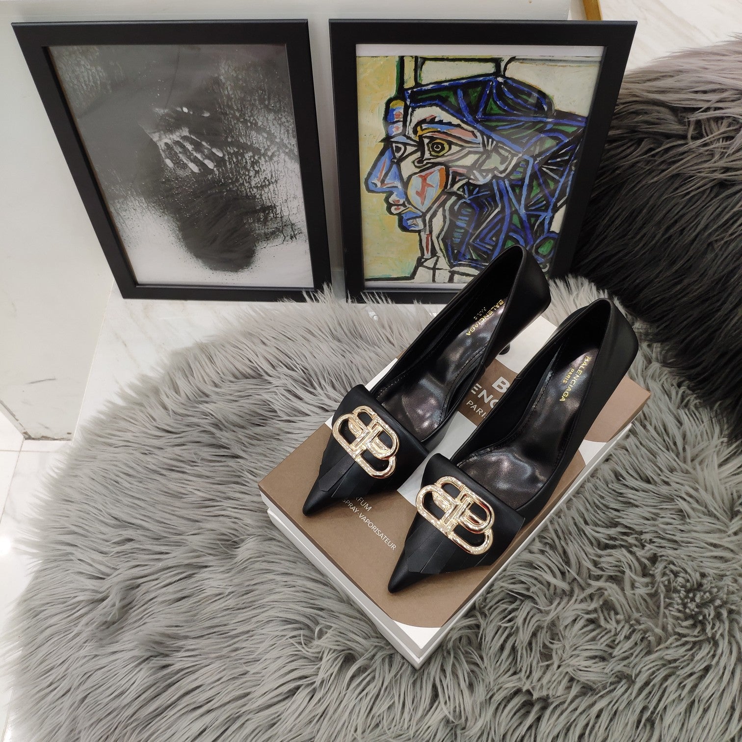 Balenciaga 26s Heel Pump 80 Double-B Cowhide 681296