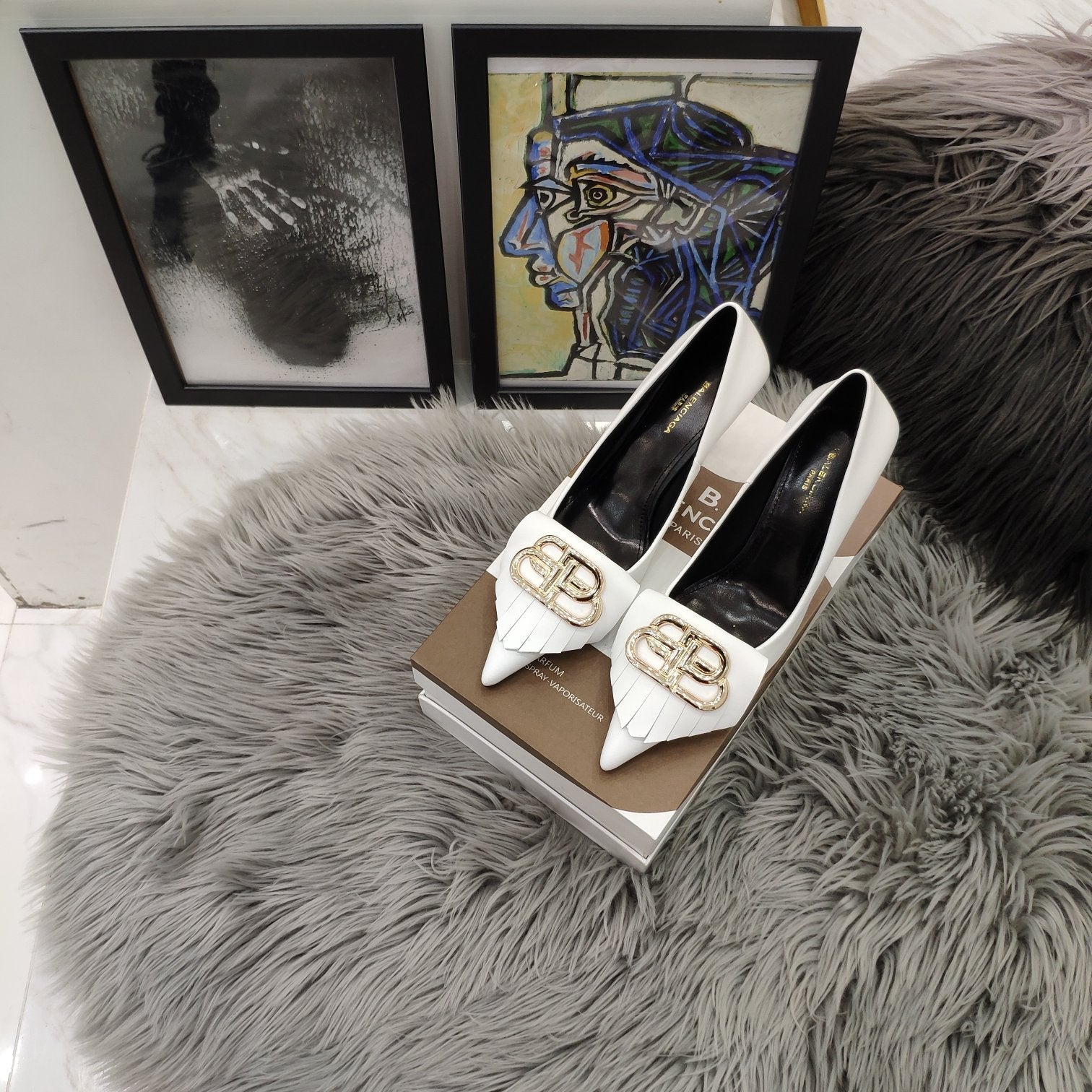Balenciaga 26s Heel Pump 80 Double-B Cowhide 681296