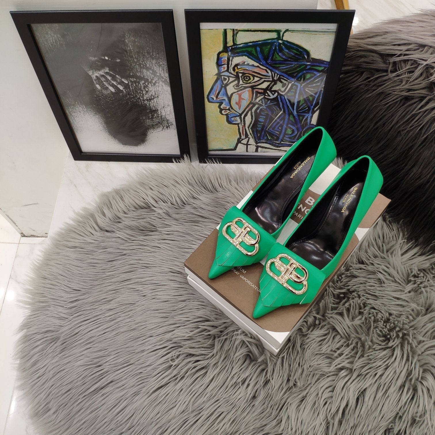 Balenciaga 26s Heel Pump 80 Double-B Cowhide 681296
