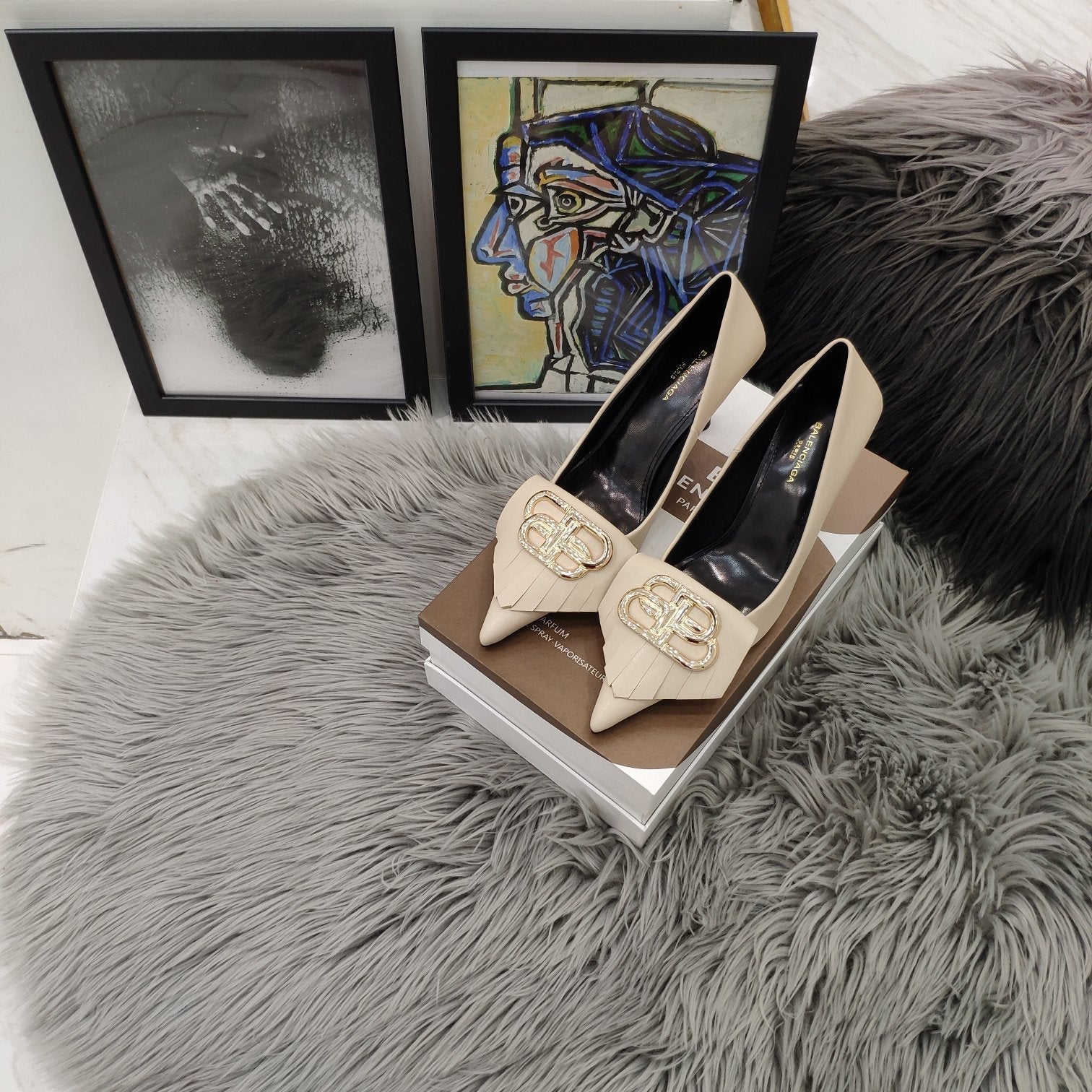 Balenciaga 26s Heel Pump 80 Double-B Cowhide 681296