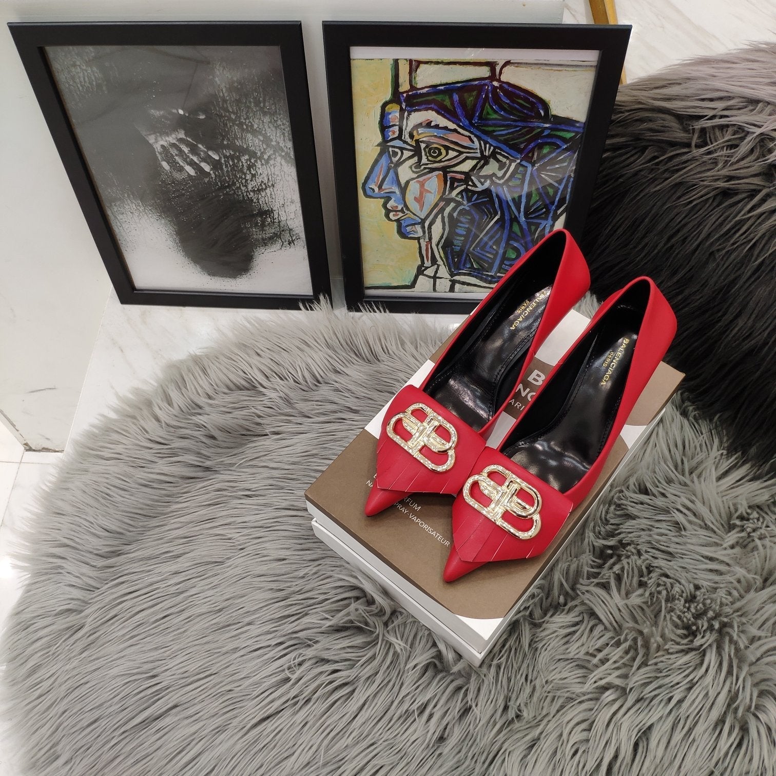 Balenciaga 26s Heel Pump 80 Double-B Cowhide 681296