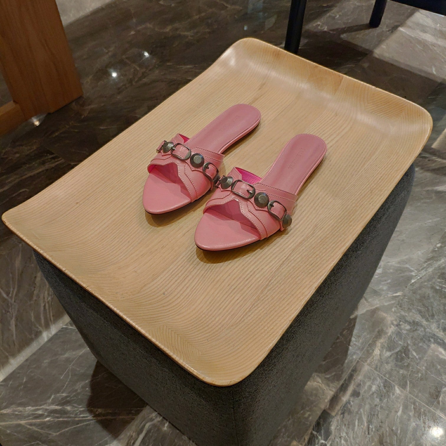 Balenciaga 26s Buckle Flats Sandals Cowhide