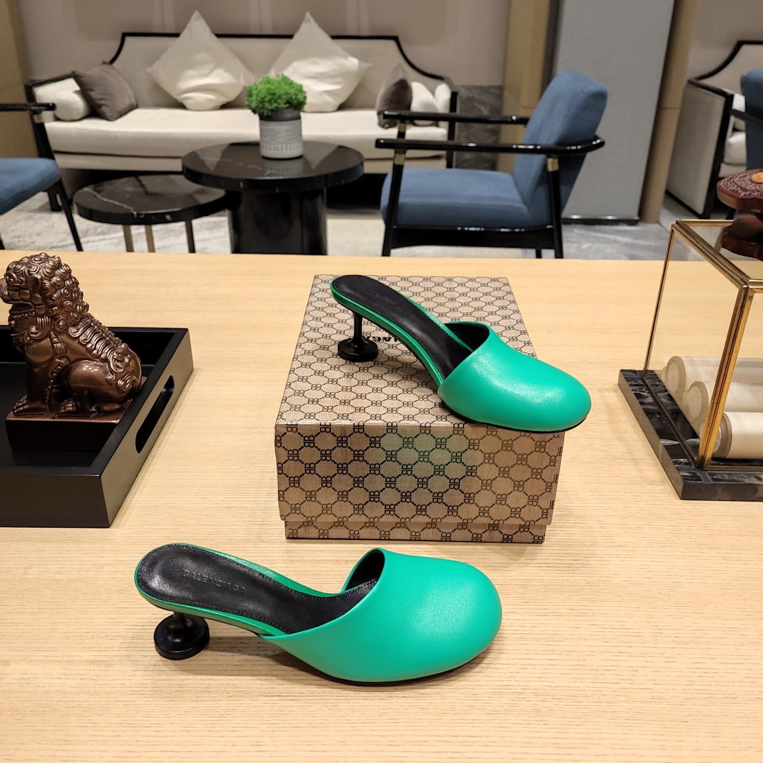 Balenciaga 26s Cup Heel Mules 45 Cowhide
