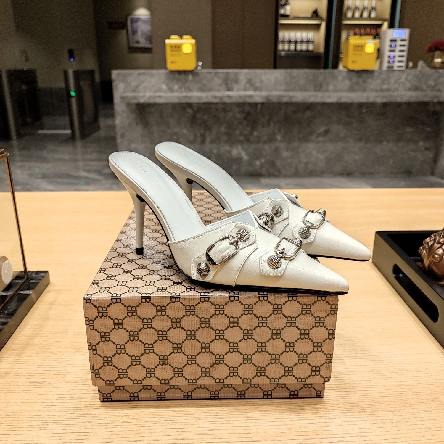 Balenciaga 26s High Heel Mules 90 Genuine Leather