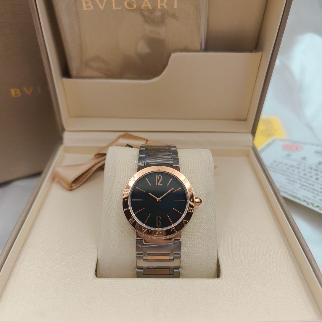 Bulgari 33mm Pink Gold Case Pink Gold Steel Bracelet