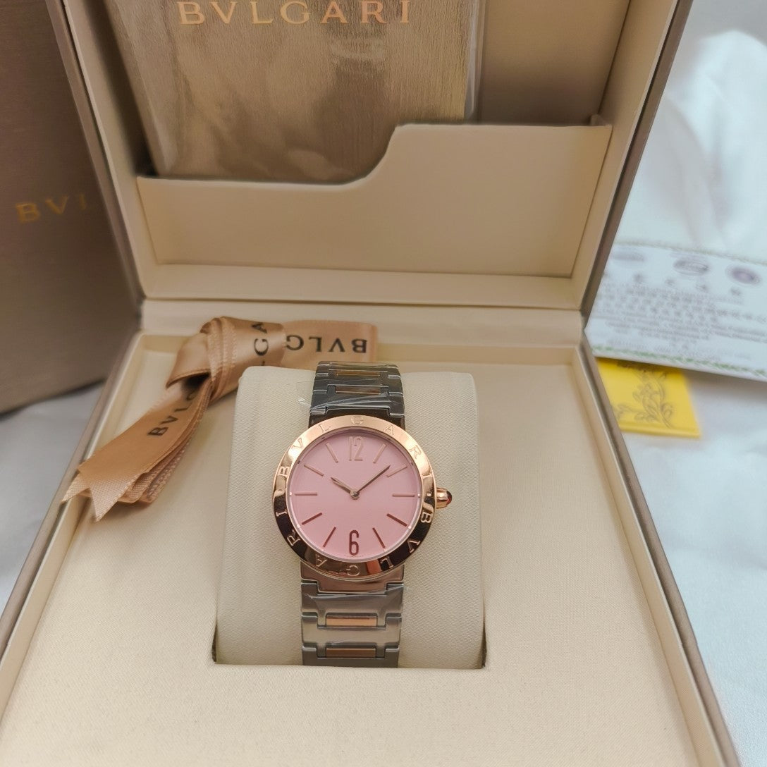 Bulgari 33mm Pink Gold Case Pink Gold Steel Bracelet