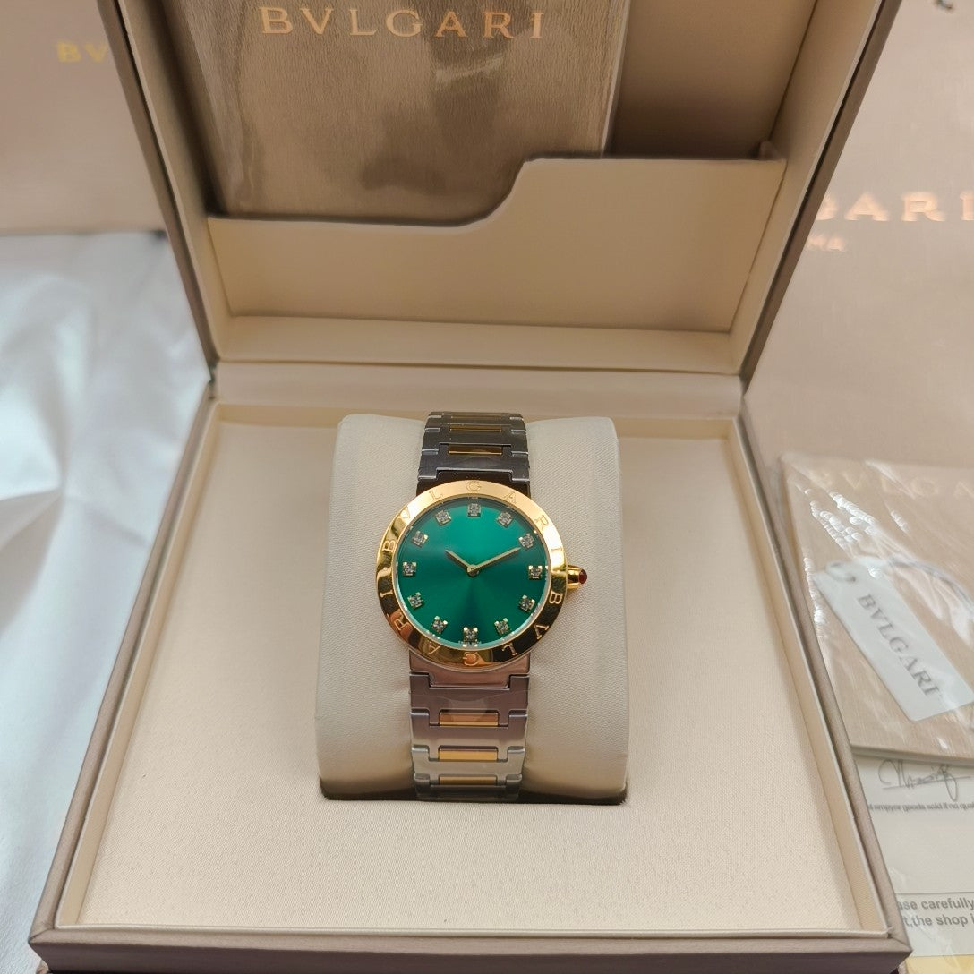 Bulgari 33mm Diamond Numerals Gold Case Gold/Steel Bracelet