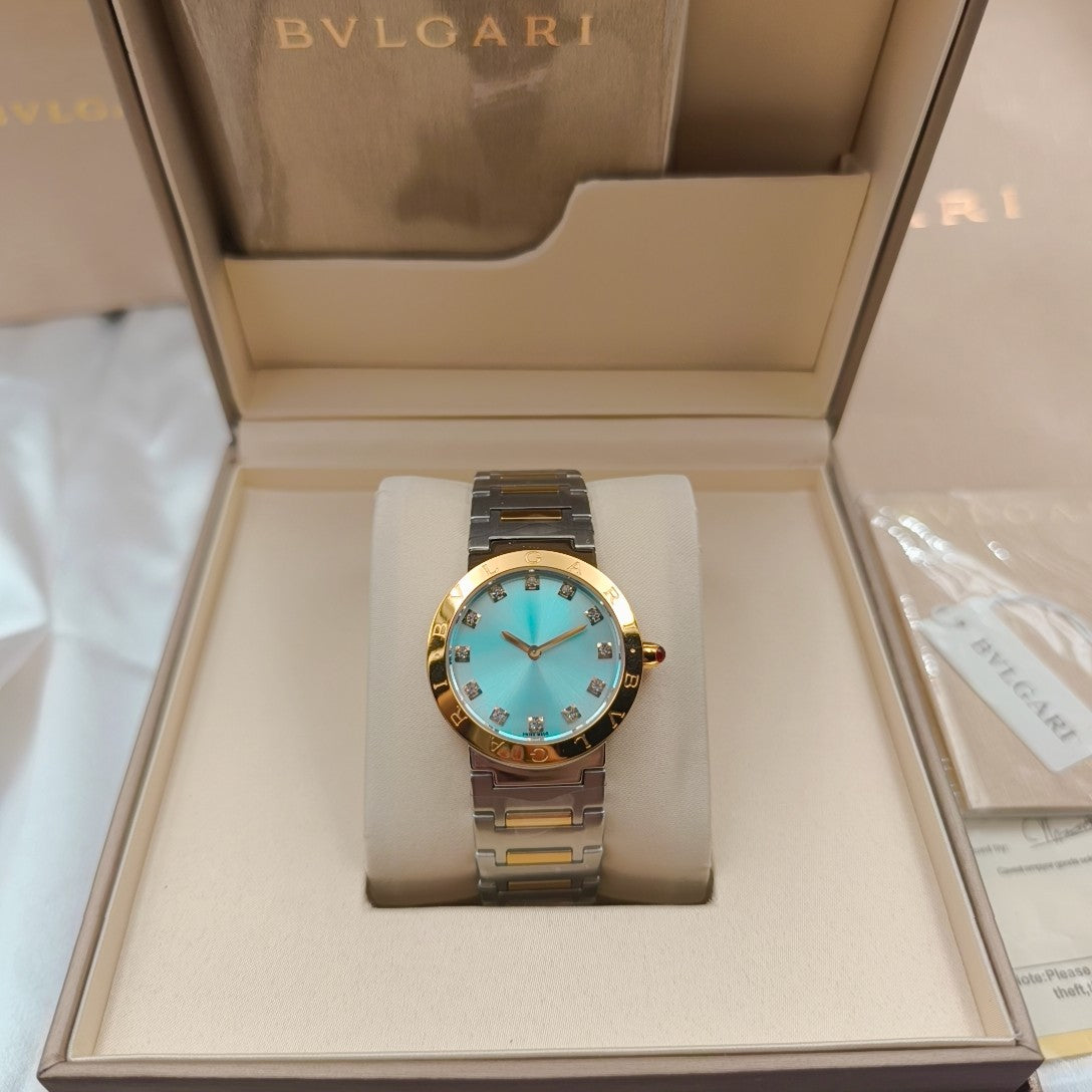 Bulgari 33mm Diamond Numerals Gold Case Gold/Steel Bracelet