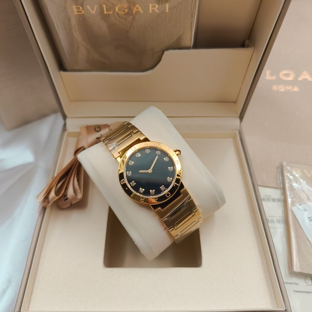 BVLGARI 33mm Diamond Numerals Gold Case