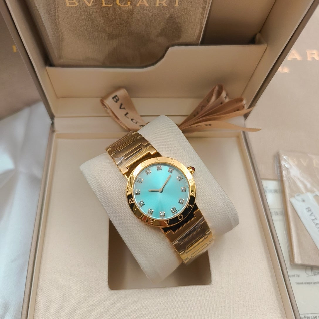 BVLGARI 33mm Diamond Numerals Gold Case