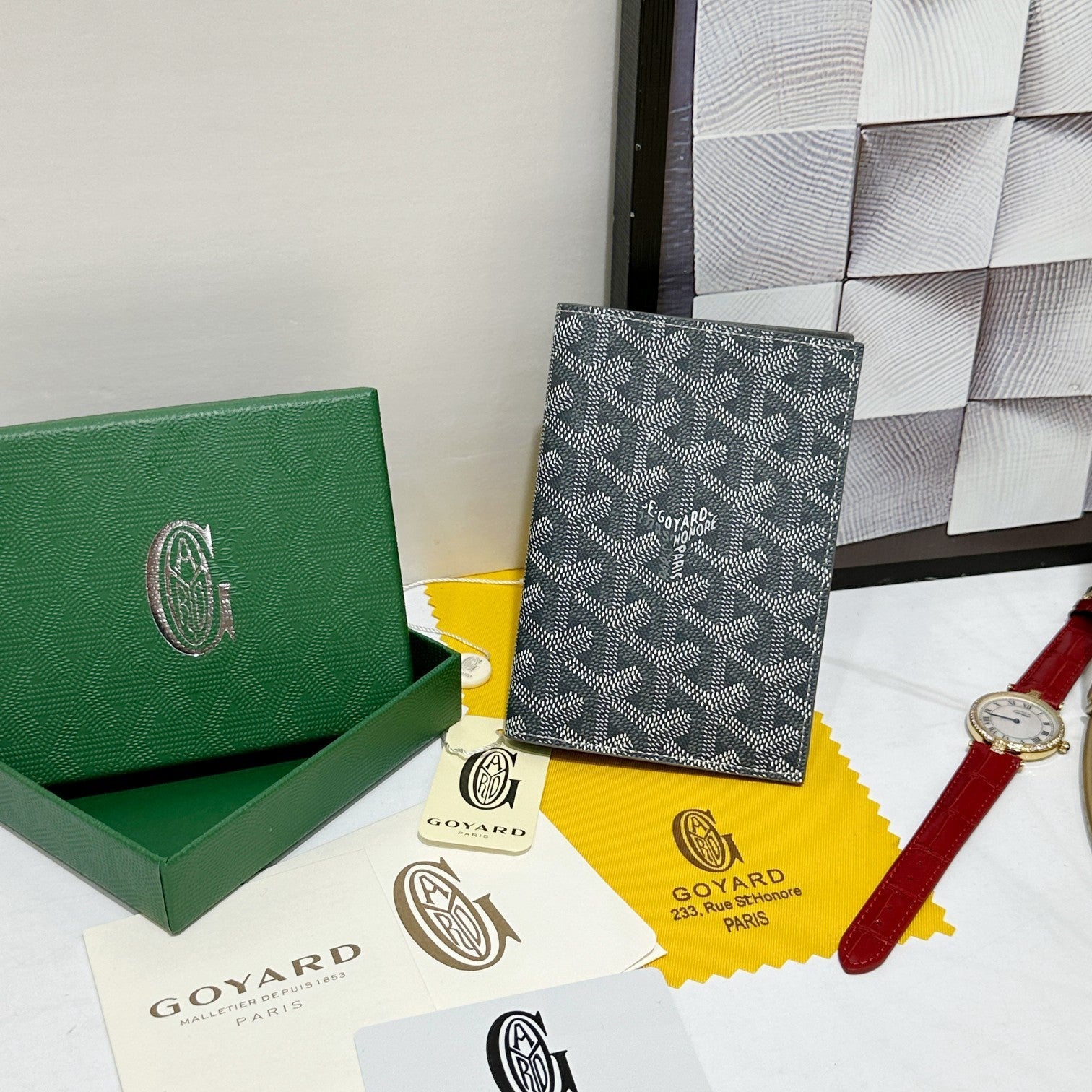 Goyard 2026 Grenelle Passport Cover 14cm Canvas Cowhide