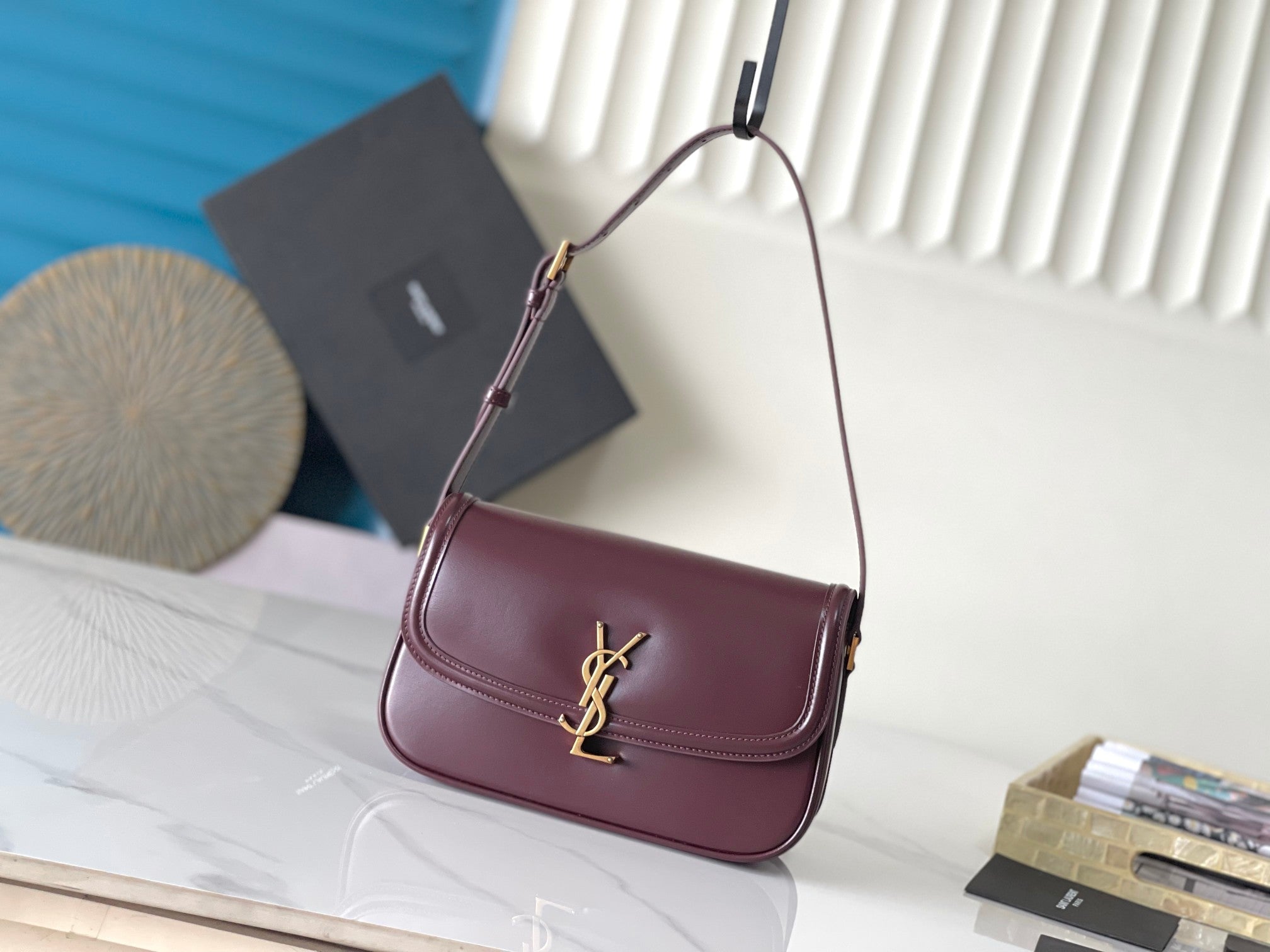 YSL 2026 Saint Laurent Solferino Box Shoulder Bag 24.5cm Calfskin