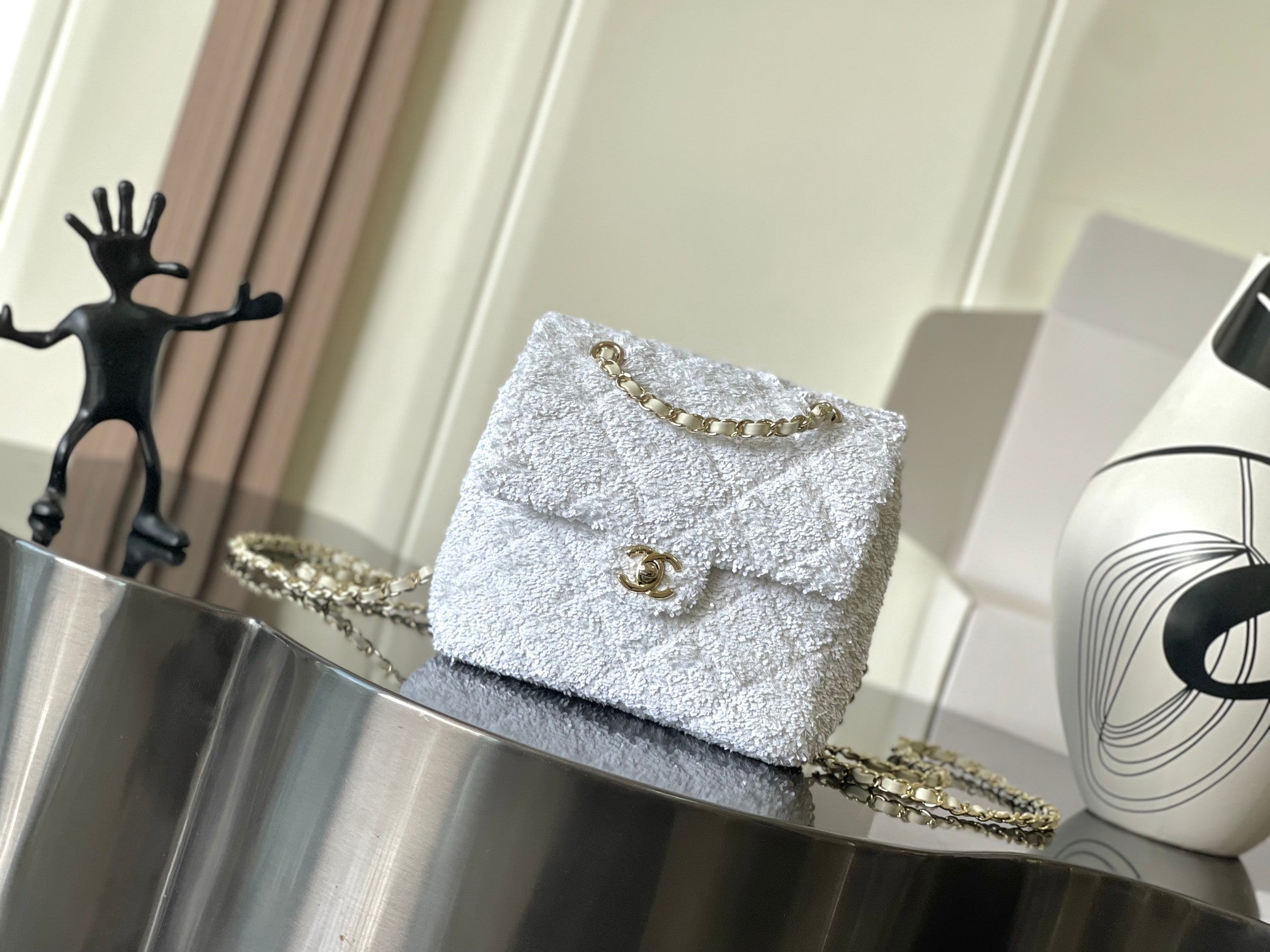 Chanel 2026 Sequin Backpack 21cm Leather