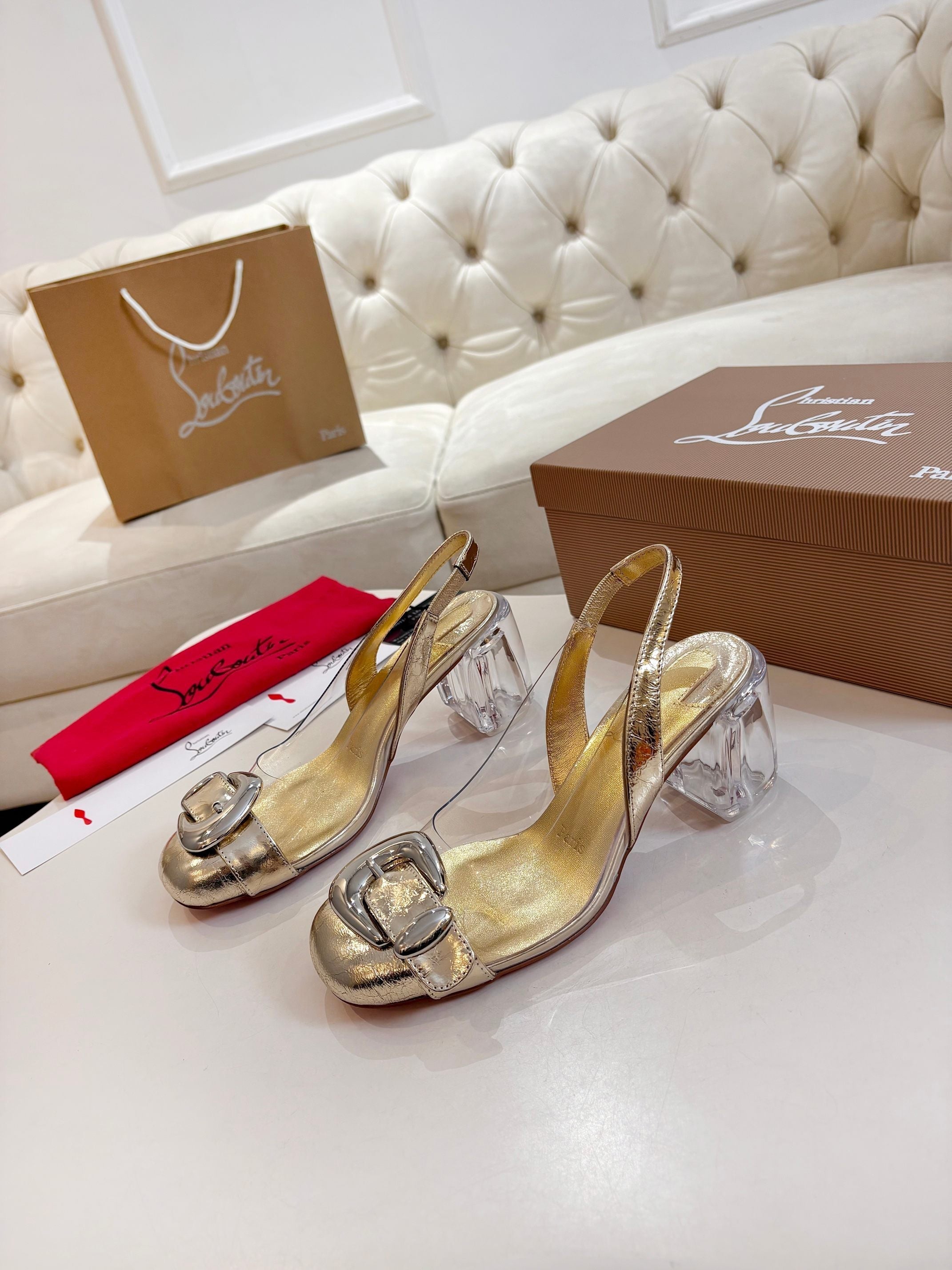 Christian Louboutin 2026 Minny Bubble 70mm Slingback Pumps PVC Patent Leather 780370