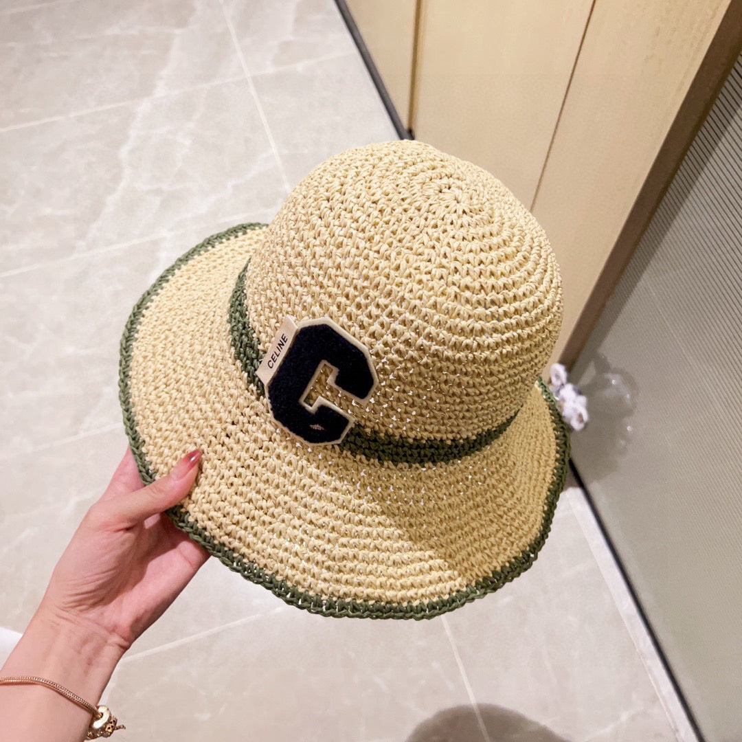 Celine Straw Woven Bucket Hat 240680