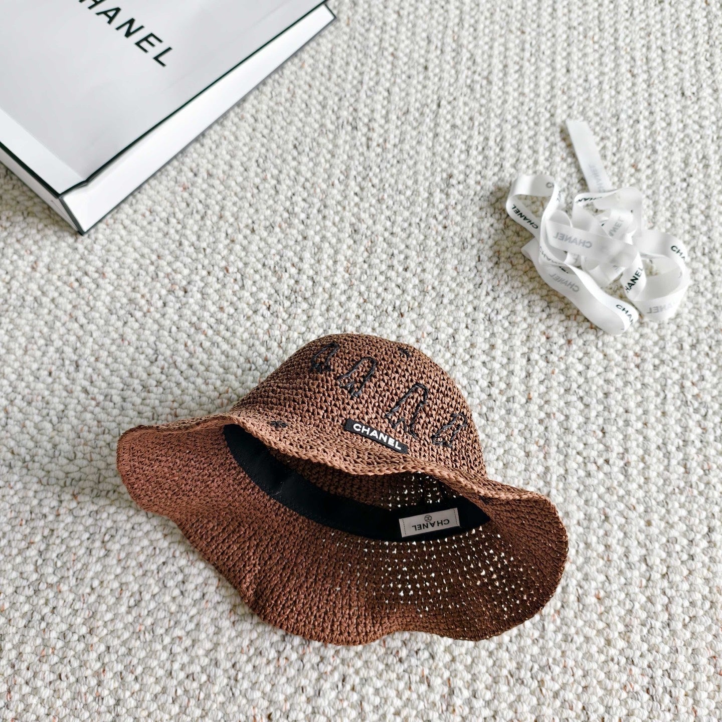 Chanel Woven Embroidered Heavy-Duty Bucket Hat 240672