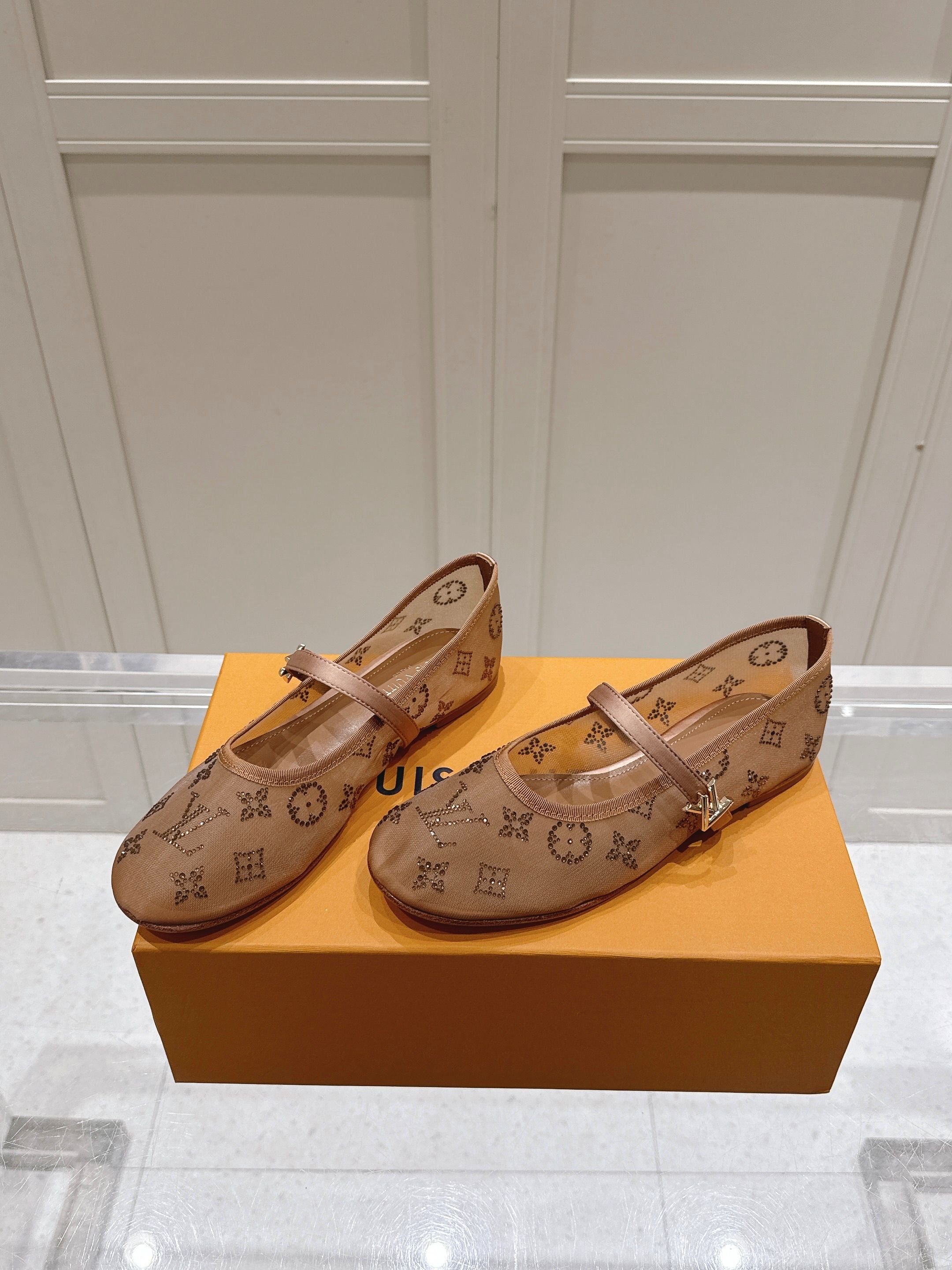 Louis Vuitton 2026 Ballet Flats Mesh Leather 778849