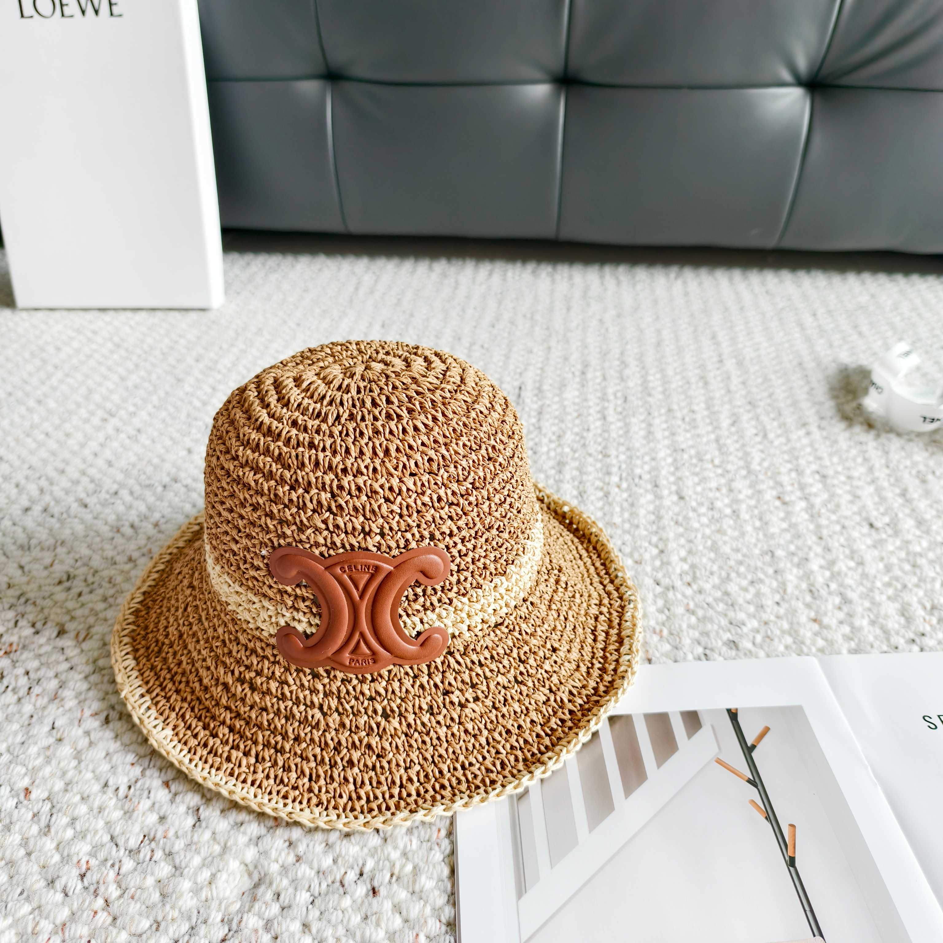 Celine Arc de Triomphe Bucket Hat Woven Leather 237207