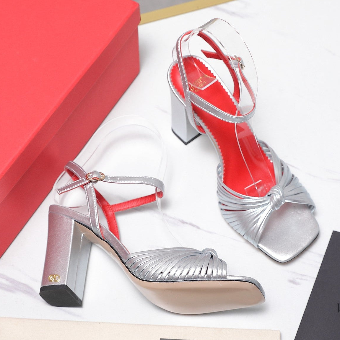 Valentino 2026 Garavani Annet 90mm Leather Block-Heel Sandal 864491