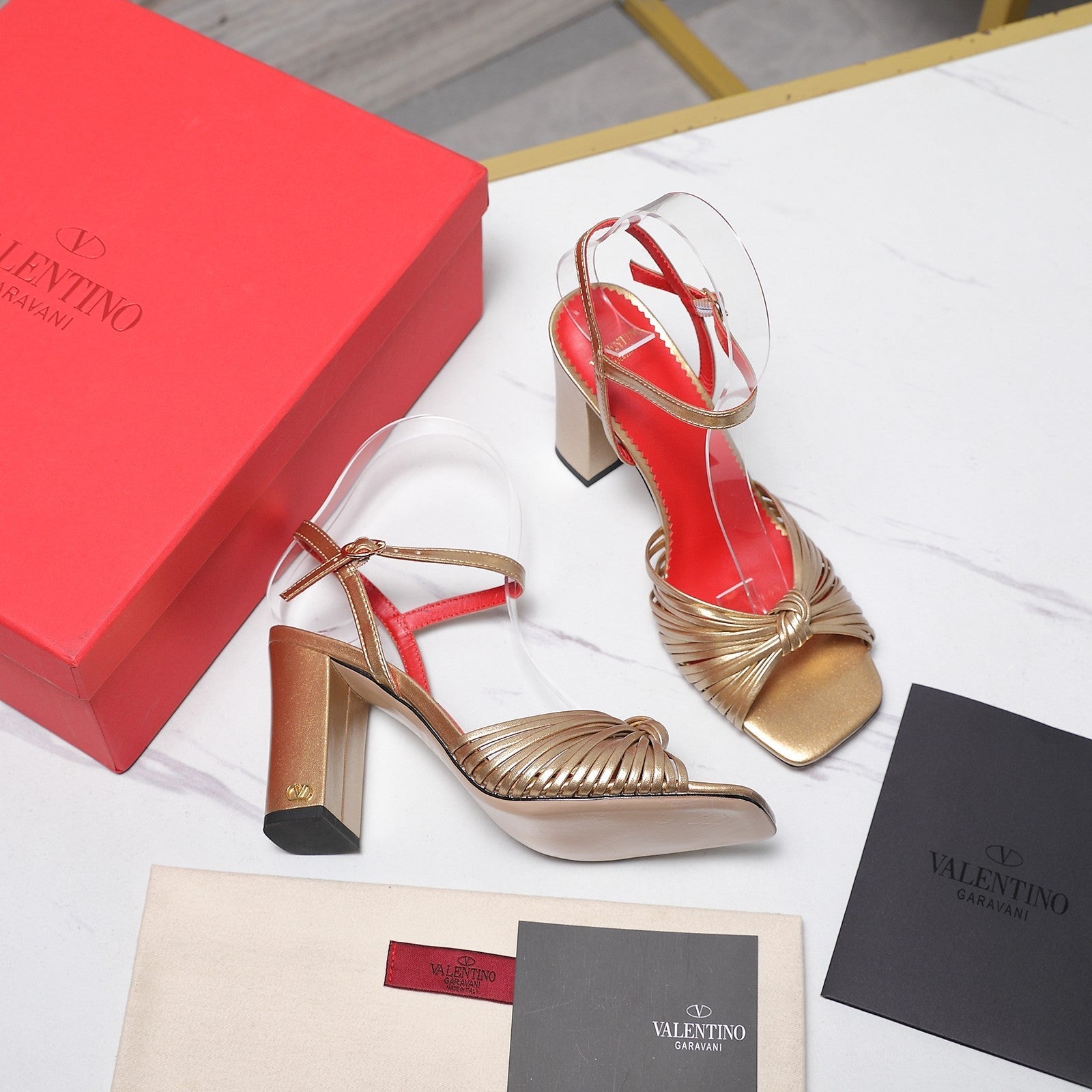 Valentino 2026 Garavani Annet 90mm Leather Block-Heel Sandal 864491