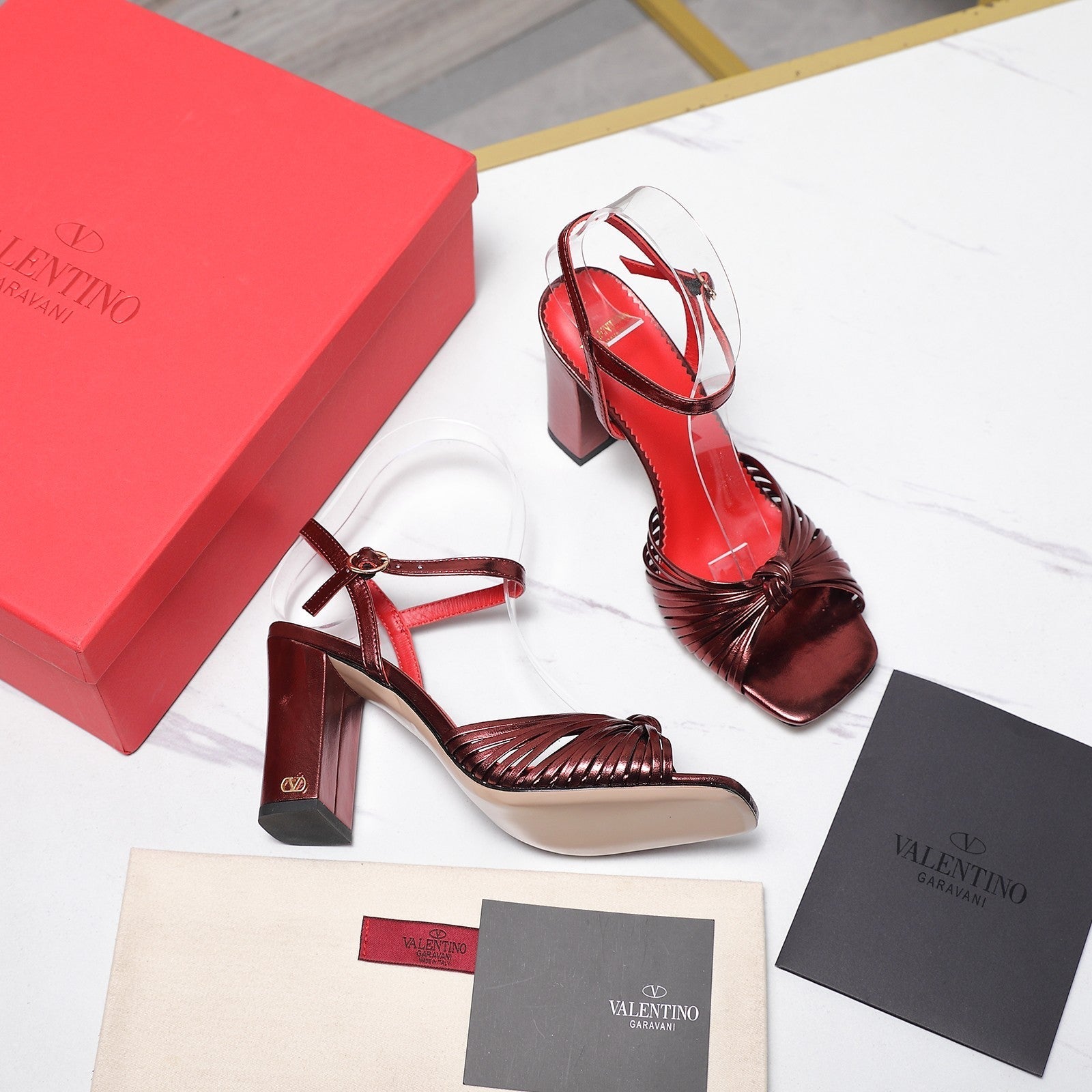 Valentino 2026 Garavani Annet 90mm Leather Block-Heel Sandal 864491