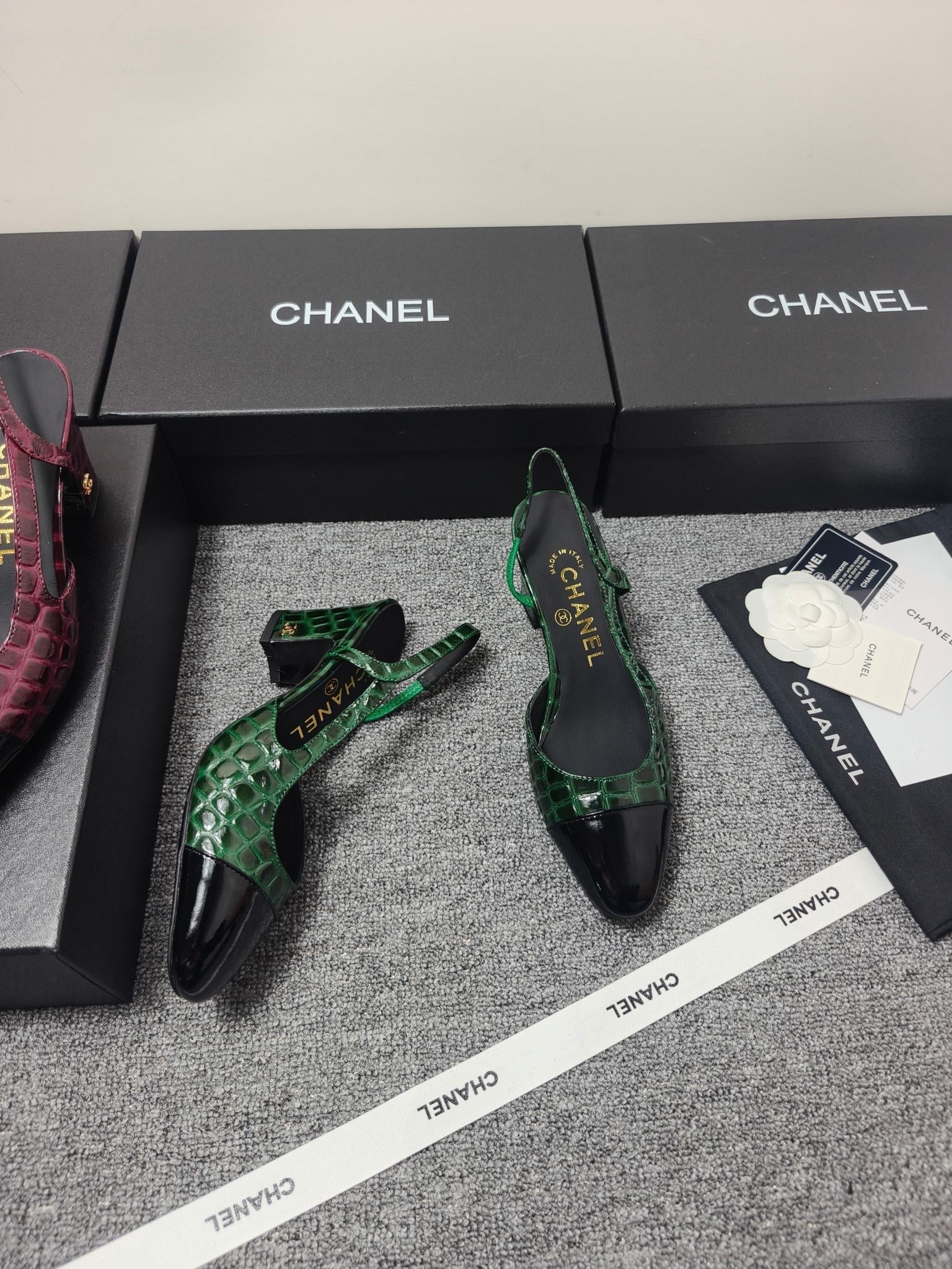 Chanel 2026 Crocodile Embossed Slingback Glossy Calfskin 855982