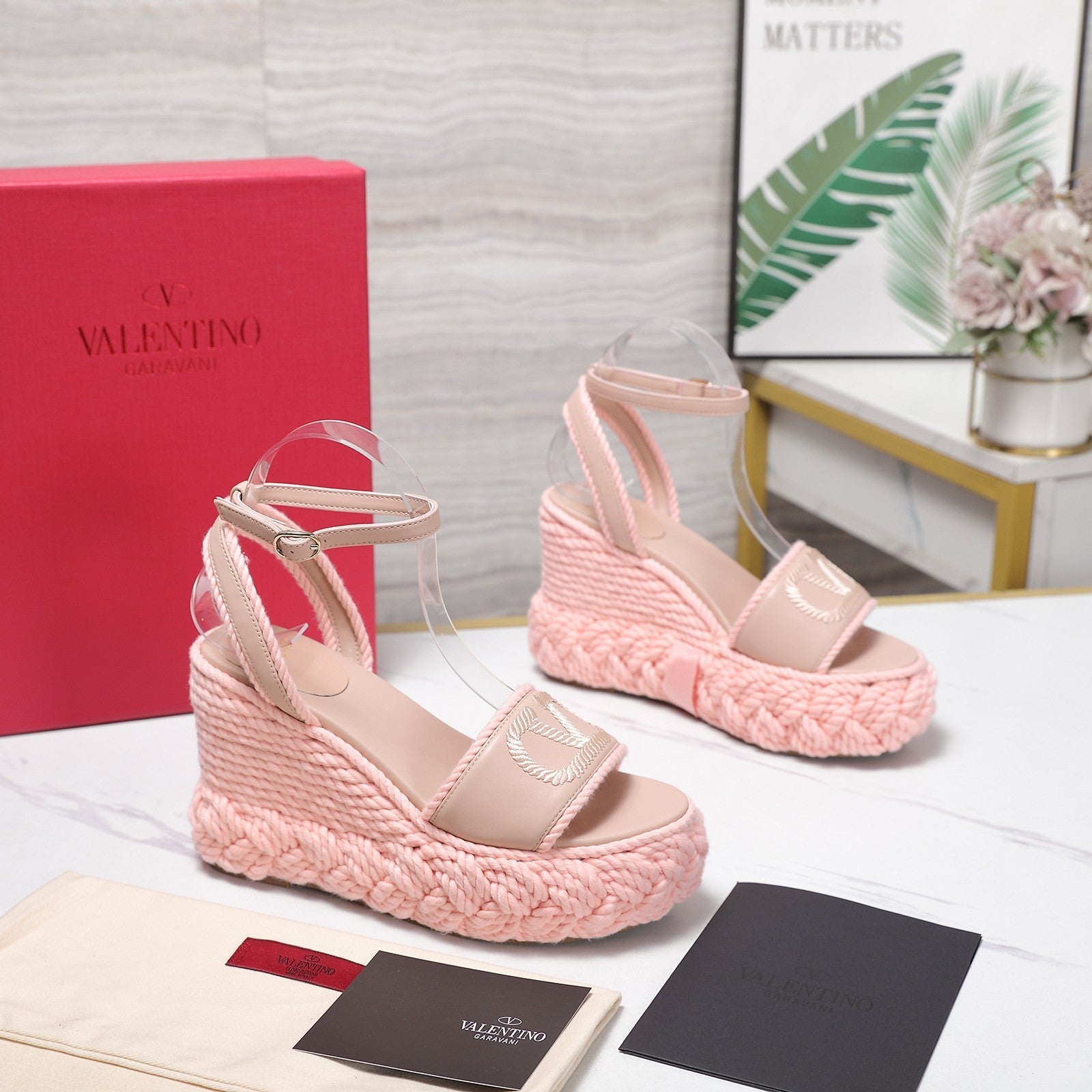 Valentino 2026 Garavani VLogo Torchon 110mm Espadrille Woven Leather 864550