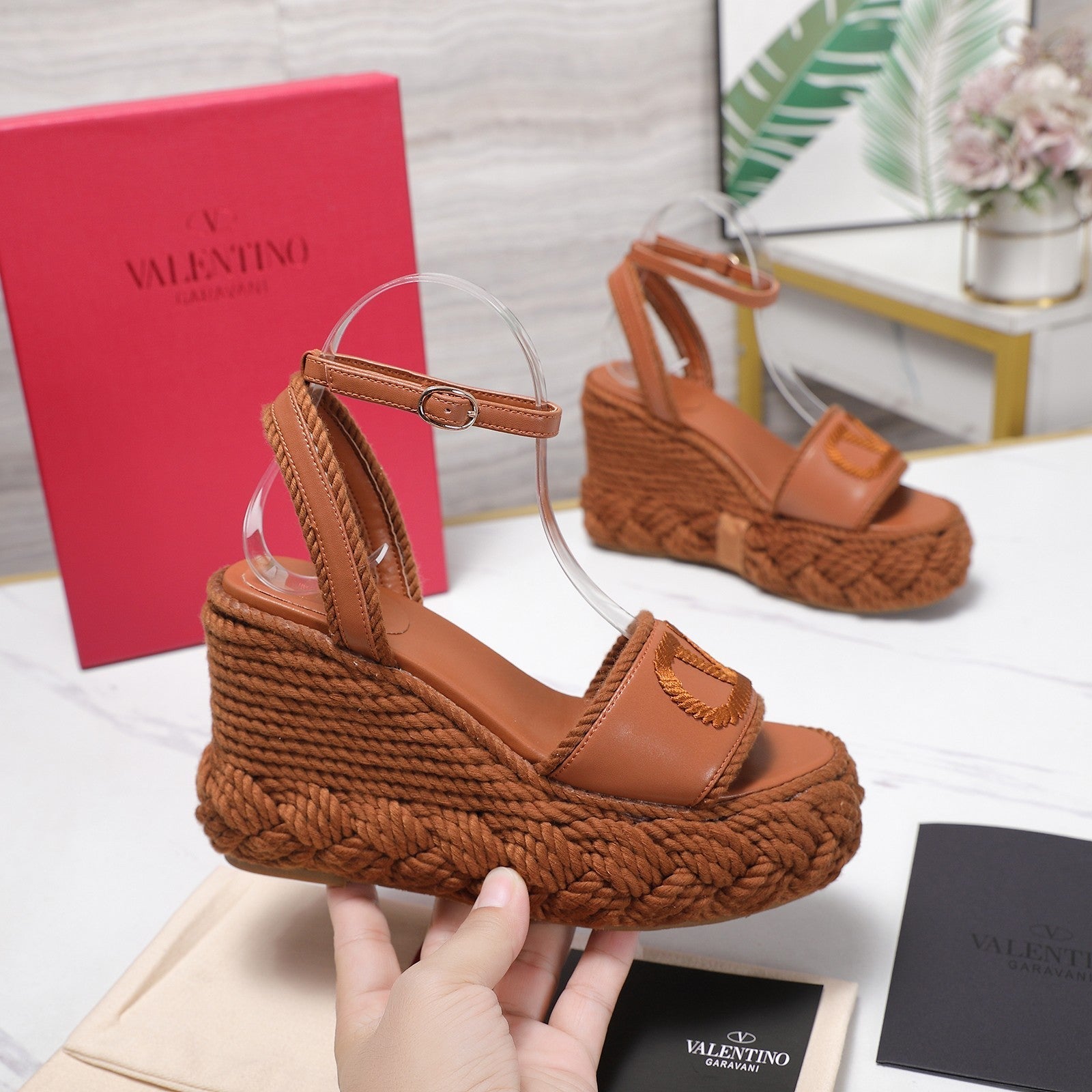 Valentino 2026 Garavani VLogo Torchon 110mm Espadrille Woven Leather 864550