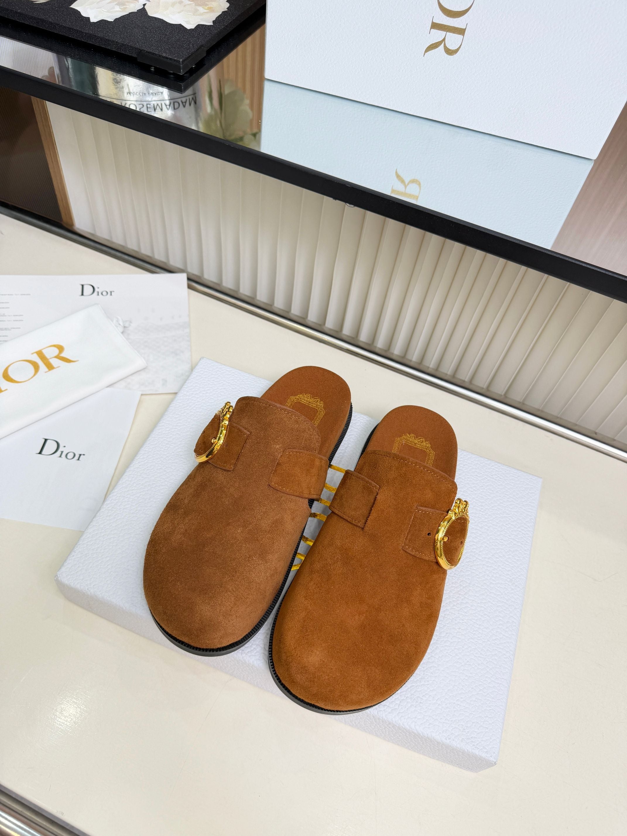 Dior 2026 Medaillon Buckle Mule Suede 911606