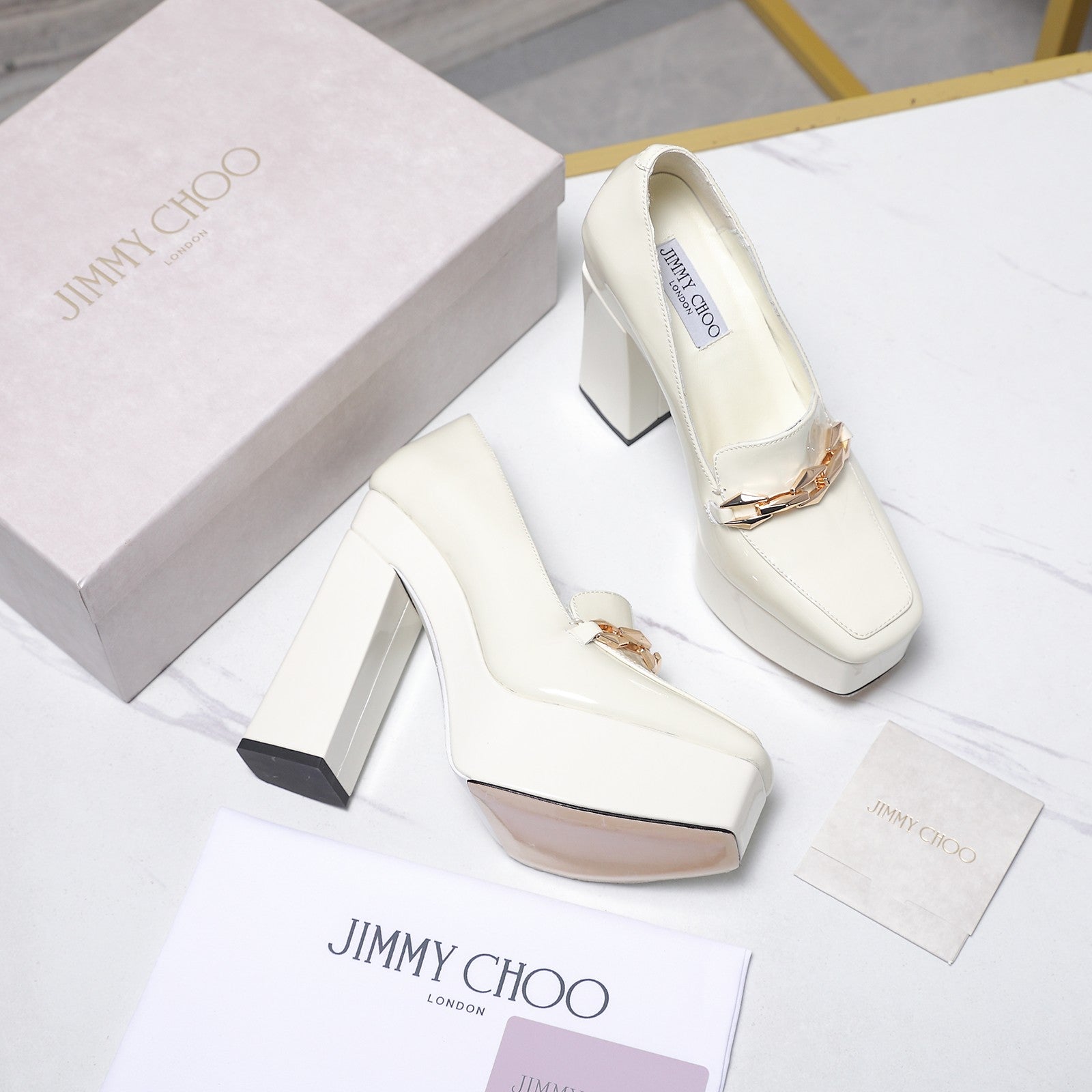 Jimmy Choo 2026 Chunky Heel Platform Pumps 115mm Patent Leather 913258