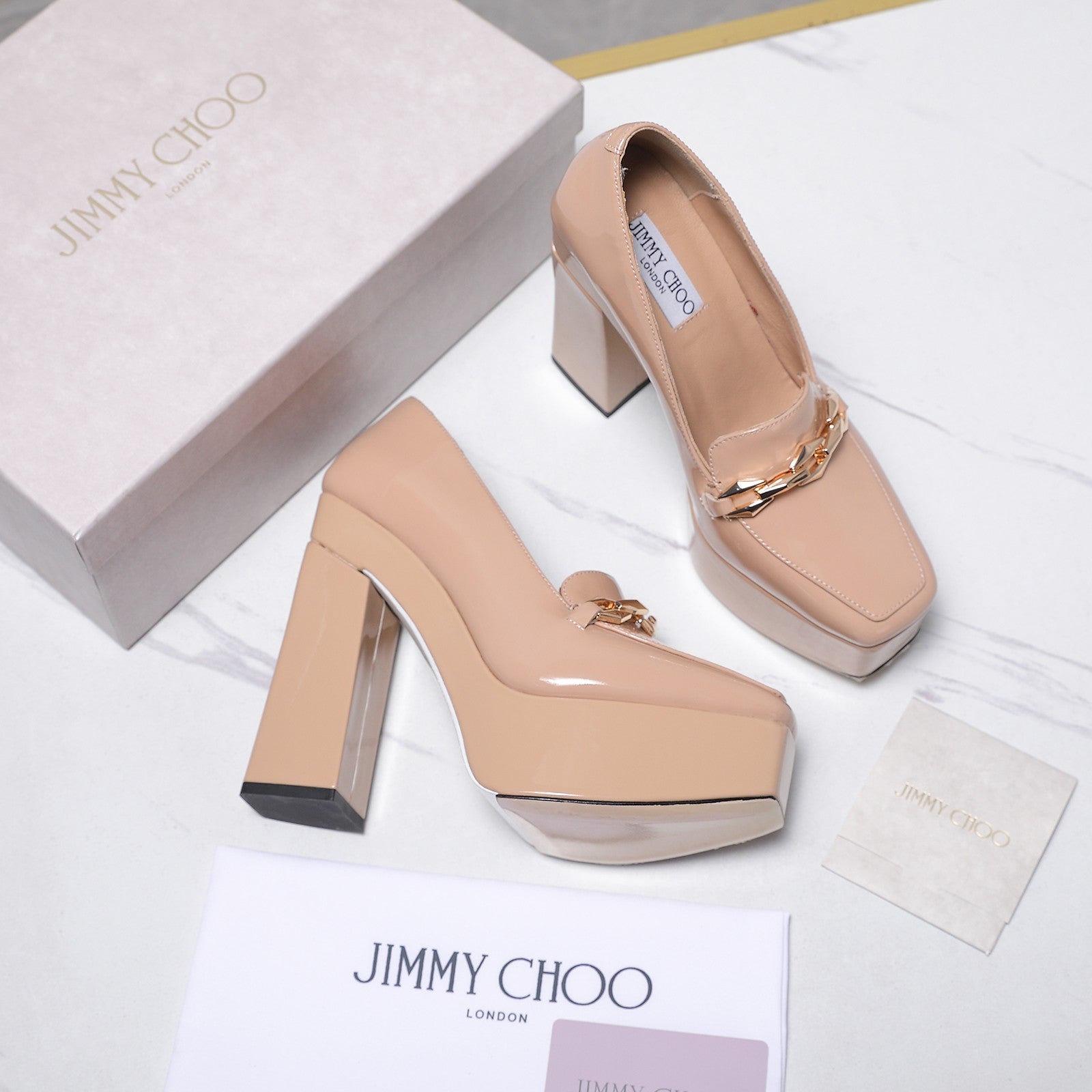 Jimmy Choo 2026 Chunky Heel Platform Pumps 115mm Patent Leather 913258