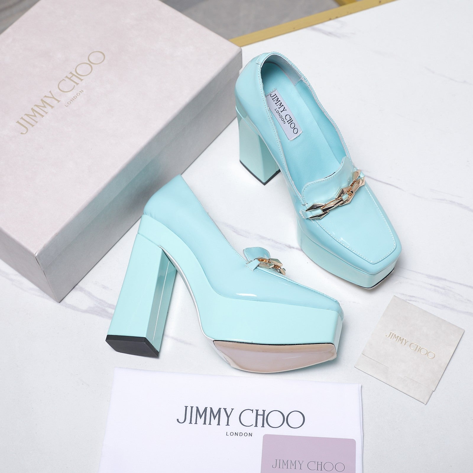Jimmy Choo 2026 Chunky Heel Platform Pumps 115mm Patent Leather 913258
