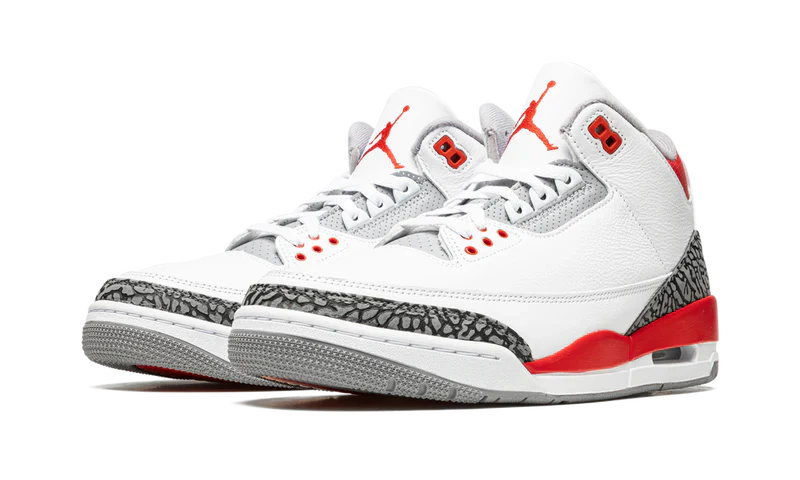 Nike Air Jordan 3 Fire Red White Gray Cowhide