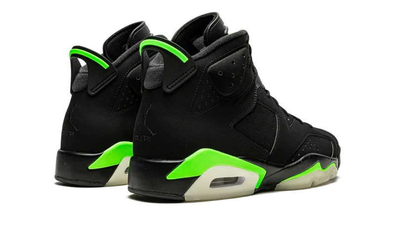 Nike Air Jordan 6 Retro Black Neon Green Velvet Leather