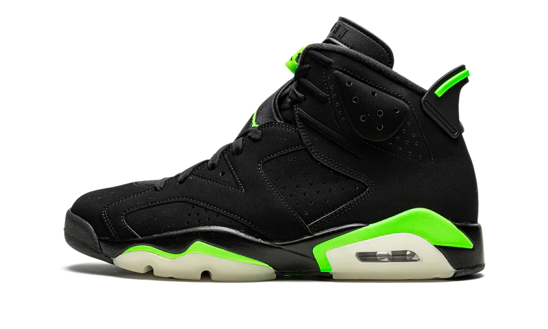 Nike Air Jordan 6 Retro Black Neon Green Velvet Leather