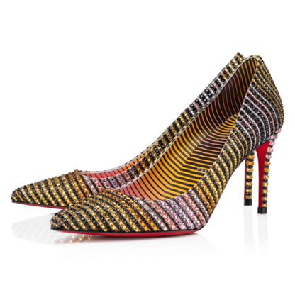 CL Kate Strass Aftersun Pumps 85mm Crepe Satin Multicolor