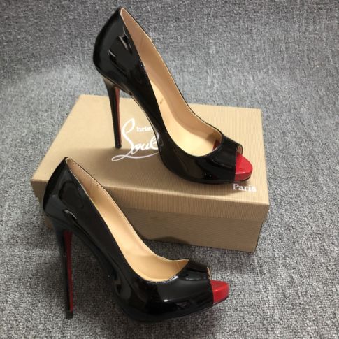 CL New Very Prive Pumps 120mm Patent Leather Black Red