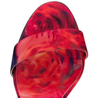 CL Sandale Du Desert 100Mm Strappy Sandals Roses Printed Crepe Satin Multicolor