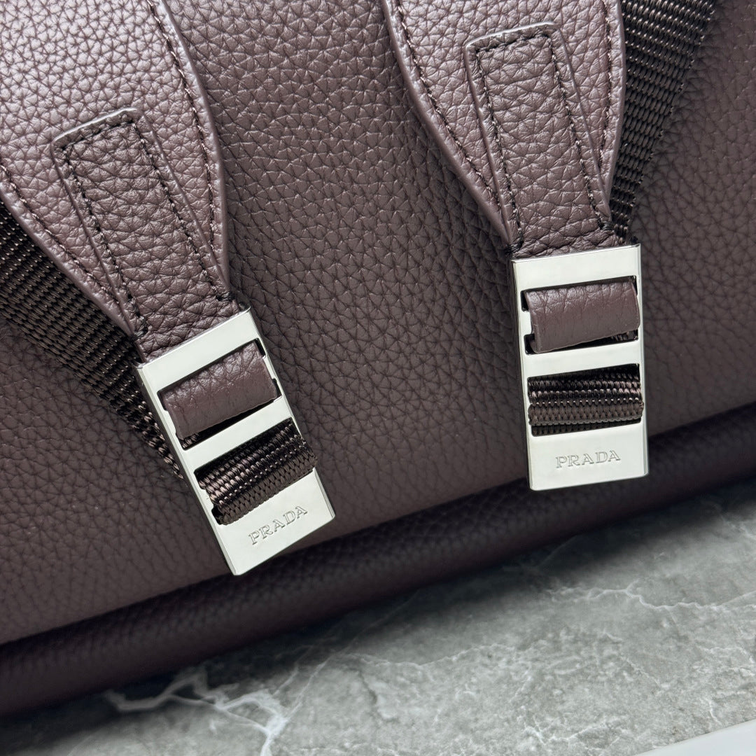Prada 2026 Backpack Brown Black Saffiano Leather 345785