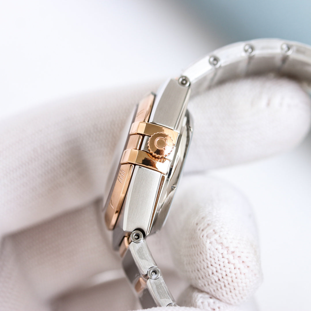 Omega Constellation 29mm Steel Rose Gold Red Dial